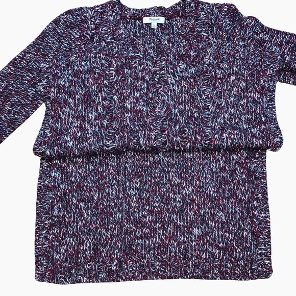 Madewell Firelight Marled Pullover Wool Alpaca Sweater Burgundy Chunky Winter - Picture 8 of 15
